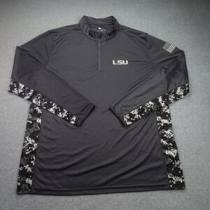 LSU Tigers Pullover Mens XXL Gray Camo 1/4 Zip OHT Collosseum NCCA